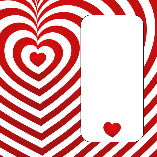 矢量图形背景与红色和白色条纹心脏。为您自己的文本腾出空间。图片下载