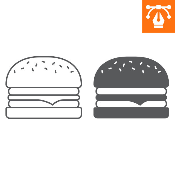 汉堡线和固体图标图片下载