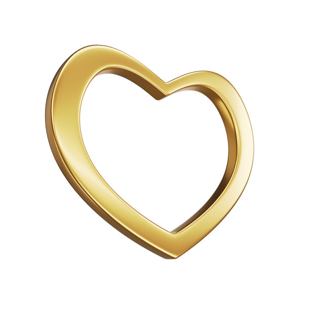 心的图标。框架以心的形式。金色的心。情人节。的婚礼。爱。心脏3d渲染。3 d演示。图片下载