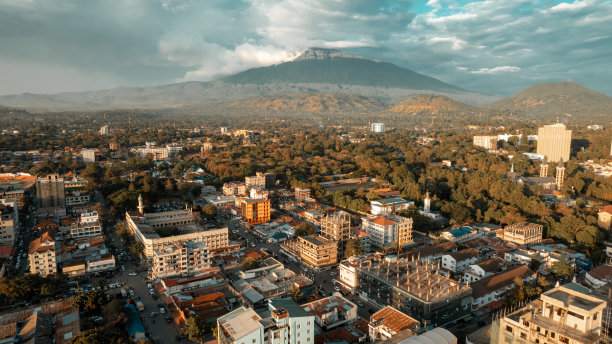 坦桑尼亚阿鲁沙市鸟瞰图图片下载