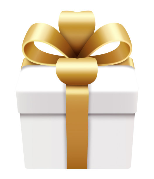 礼品盒金色丝带符号图标图片下载