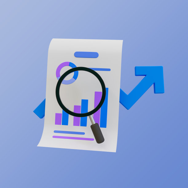 3d最小营销策略概念。业务分析。营销数据分析。带放大镜的统计论文。3 d演示。图片下载