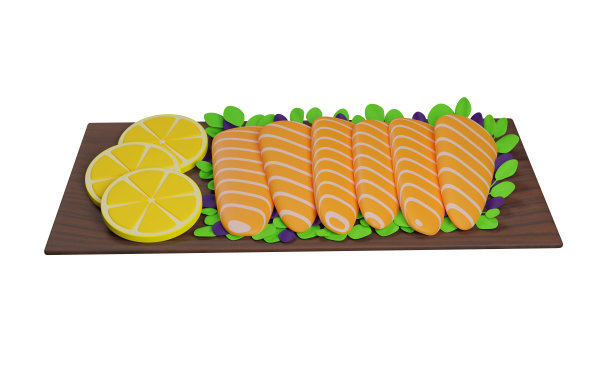 日本餐厅菜单上的三文鱼生鱼片。亚洲食品。三维渲染图片下载