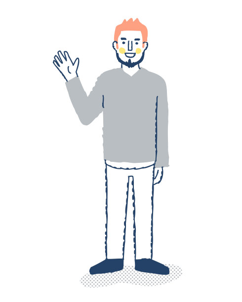 大胡子男人微笑着挥手图片下载