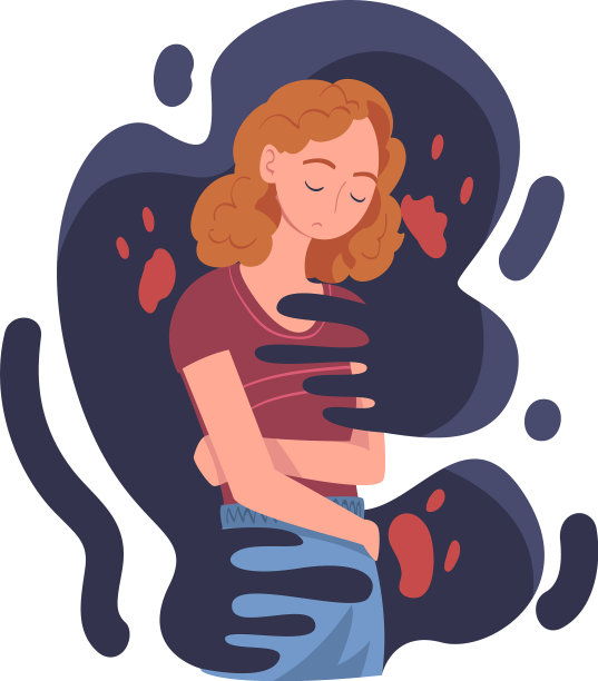 女人感到恐惧和焦虑被黑暗抓住图片下载