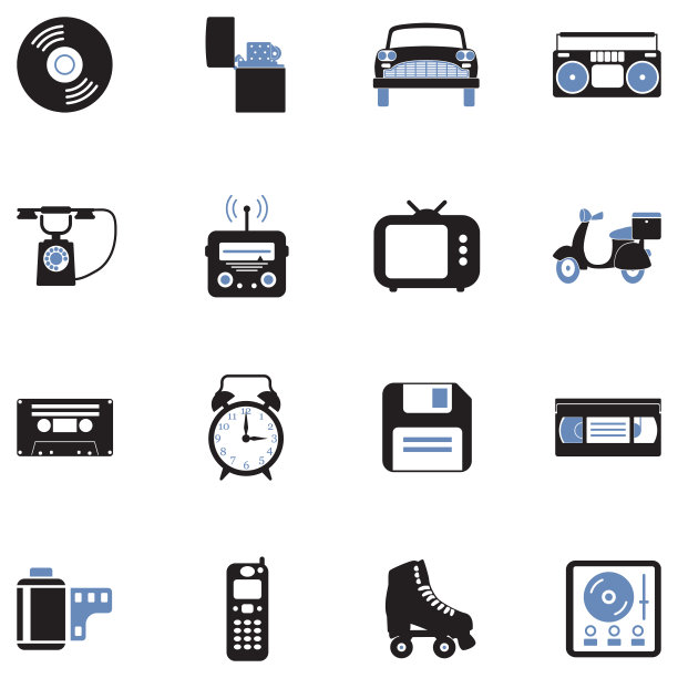 复古的图标。双音平面设计。矢量插图。图片下载