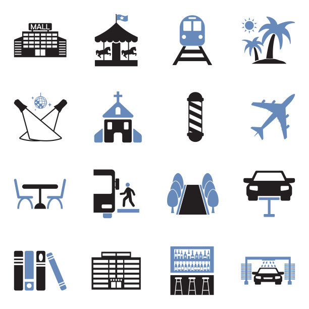 图标的地方。双音平面设计。矢量插图。图片下载