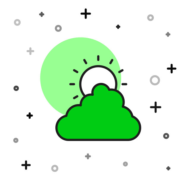 填充轮廓太阳和云天气图标孤立的白色背景。向量图片下载