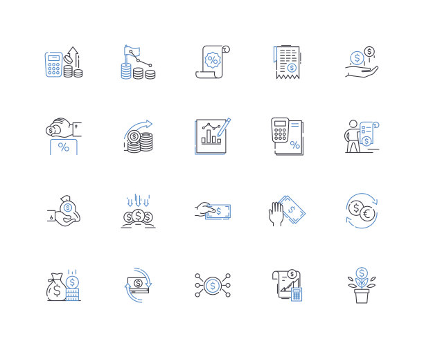 利润潜力线图标收集。收入，收入，投资回报率，利润率，收益率，收益，收益矢量和线性插图。股息，回报，增长的轮廓标志设置图片下载