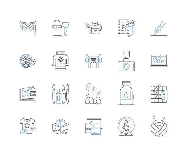 产品体验线图标收集。身临其境，直观，无缝，引人入胜，个性化，授权，创新的矢量和线性插图。一致的，刺激的，可访问的轮廓标志设置图片下载