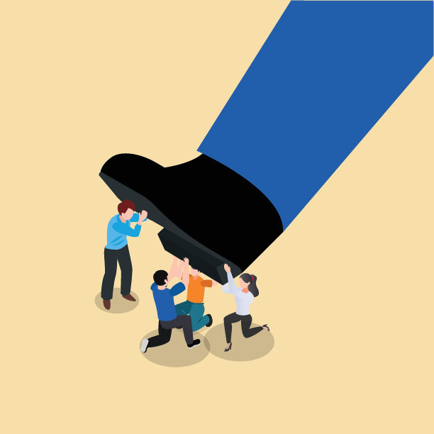 巨大的脚步踩碎了商业团队的人图片下载