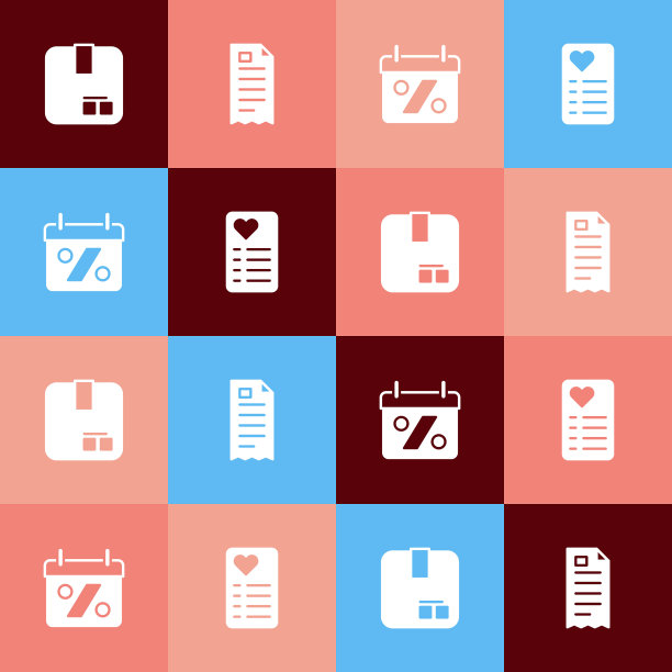 设置流行艺术纸箱纸箱，财务检查，折扣百分比标签和购物清单图标。向量图片下载