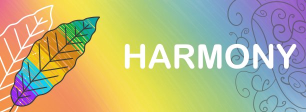 和谐多彩的叶子静音渐变文本水平图片下载