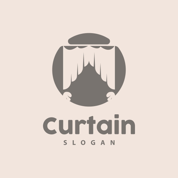 窗帘标志，家庭室内简单的设计，家具窗帘矢量，插图符号图标图片下载