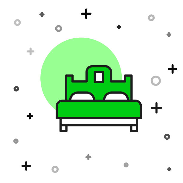 填充轮廓卧室图标孤立的白色背景。婚礼，爱情，婚姻的象征。卧室创意图标从蜜月收集。向量图片下载