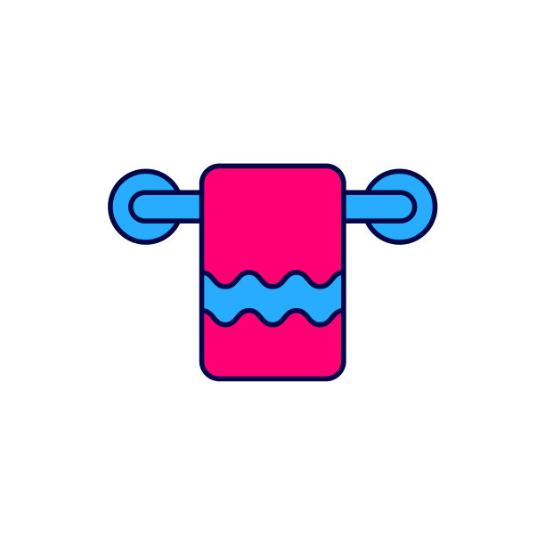 填充轮廓毛巾上的衣架图标孤立在白色背景。浴室毛巾图标。向量图片下载