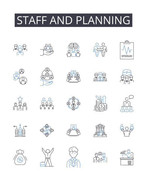 员工和规划线图标收集。田地，作物，农场，土壤，栽培，收获，灌溉矢量和线性插图。苗木，肥料，组合轮廓标志设置图片下载