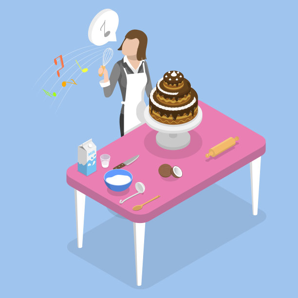 三维等距平面矢量概念插图烹饪与宋图片下载