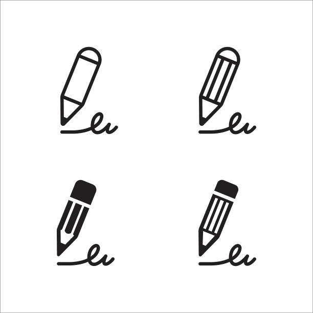 钢笔签名线图标。数字签名，笔，写作-活动，签名，铅笔符号，标志，矢量插图图片下载