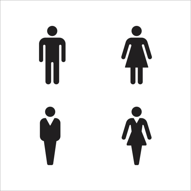 男人和女人图标，厕所，男人，女人，浴室，公共厕所符号，标志，矢量插图图片下载