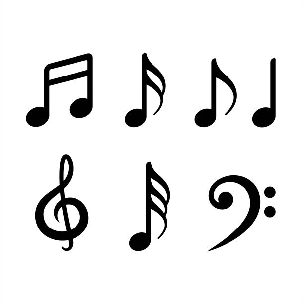 音符图标，音符符号，音乐标志，矢量插图图片下载