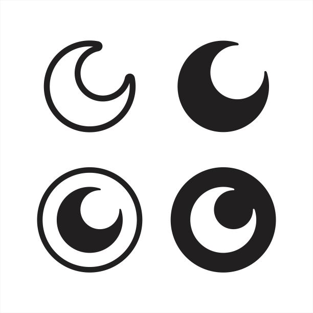 月亮和新月图标，符号，标志，矢量插图图片下载