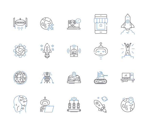 内容创建行图标集合。创意，写作，设计，创意，策略，灵感，视觉矢量和线性插图。参与，讲故事，创新大纲标志设置图片下载