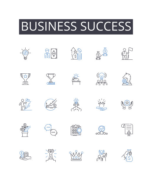 商业成功线图标集合。自动化，分析，计算，编译，数据，交付，效率矢量和线性说明。提取，格式化，生成轮廓符号集图片下载