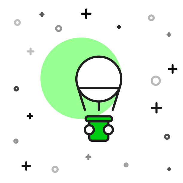 填充轮廓热气球图标孤立的白色背景。旅行用航空运输。向量图片下载