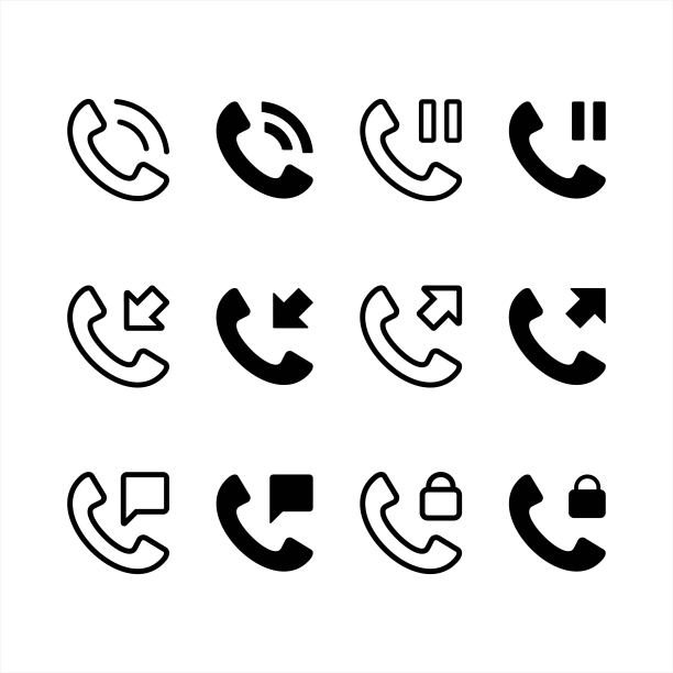 呼叫电话图标，呼入和呼出符号，标志，矢量插图图片下载