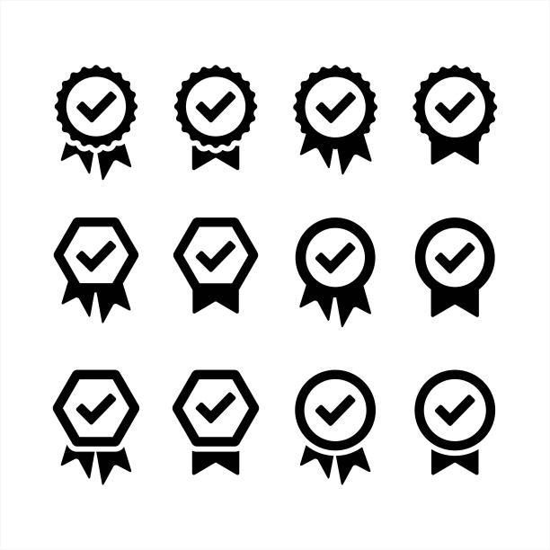 质量图标，认证检查标志丝带标签符号，标志，矢量说明图片下载