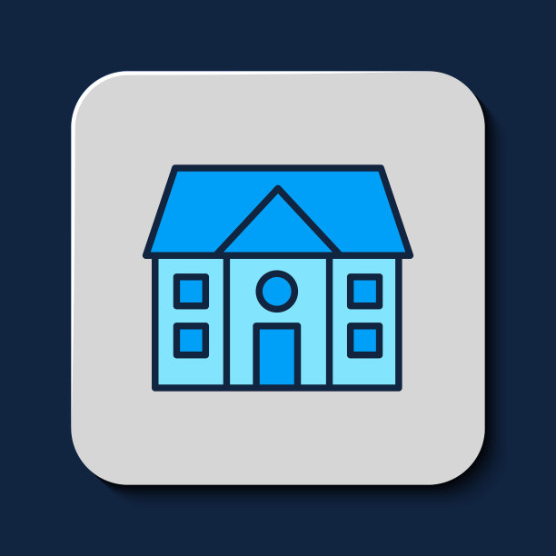 填充轮廓的房子图标孤立在蓝色背景。家的象征。向量图片下载