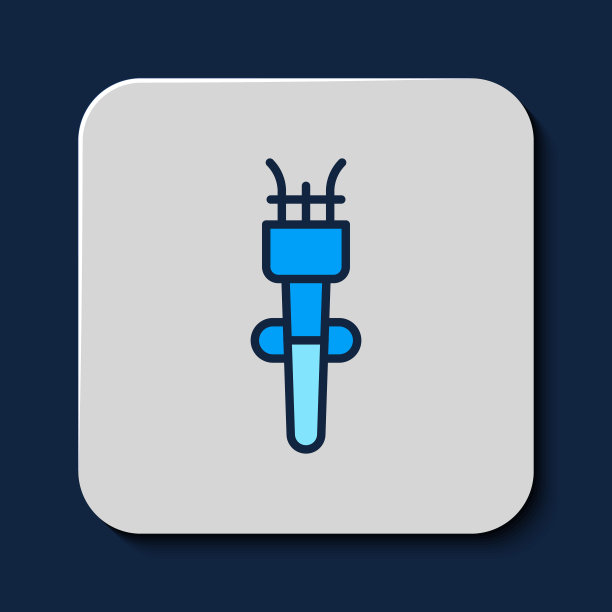 填充轮廓火炬火焰图标孤立的蓝色背景。象征火热，火焰的力量，燃烧和热。向量图片下载