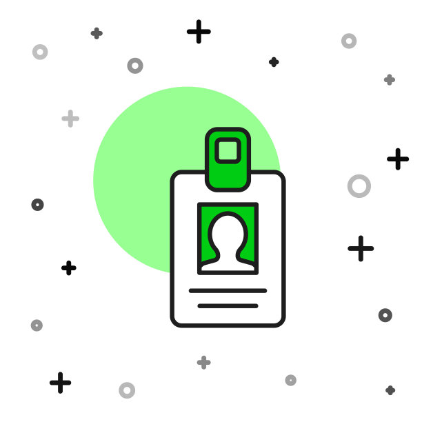 填充轮廓识别徽章图标隔离在白色背景。它可以用于展示，公司的身份，广告。向量图片下载