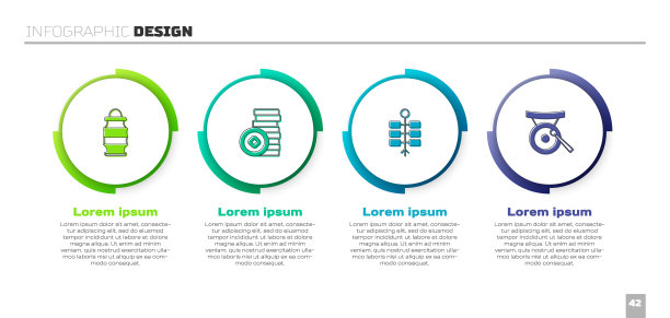 设置中国纸灯笼，人民币，烟花和锣鼓乐器。业务信息图表模板。向量图片下载