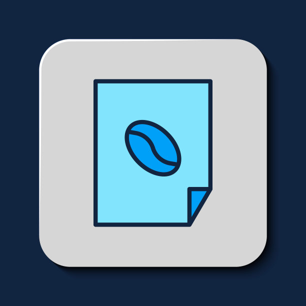 填充轮廓咖啡海报图标孤立的蓝色背景。向量图片下载