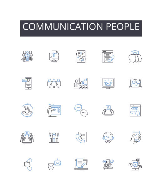 沟通的人线图标收集。修改，缝纫，定制，测量，织物，合身，拼接矢量和线性插图。包边、图案、垂边轮廓标志集图片下载