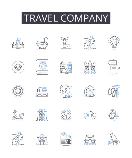 旅行社线性图标合集：邮资、运输、快递、信封、包裹、明信片矢量线性插图。邮票、快递员、优先派送标志图片下载