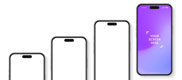 3D逼真的高质量智能手机模型与孤立的背景。智能手机模型收集。设备前视图。3D手机与阴影在白色背景。图片下载