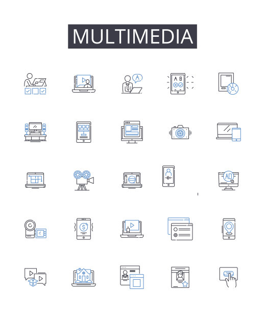 多媒体线路图标收集。码头，梦想家，开拓者，创造者，发明家，创新者，特立独行的矢量和线性插图。领袖，原创，改变游戏规则的轮廓标志设置图片下载