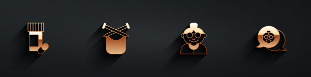 设置药瓶和药丸，编织，祖母和长影子的图标。向量图片下载