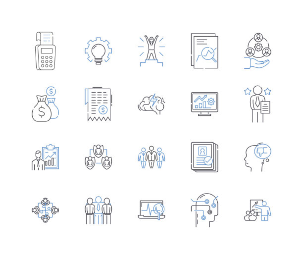 供应链跟踪线图标收集。可追溯性，透明度，可见性，问责制，效率，优化，集成矢量和线性插图。规划、物流、运输纲要标牌设置图片下载