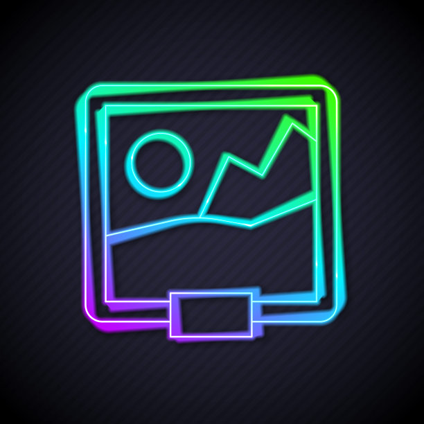 发光的霓虹灯线图片图标孤立的黑色背景。向量图片下载