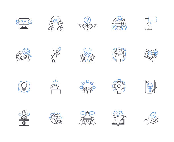 处理线图标集合。治疗，医学，康复，干预，愈合，补救，解决向量和线性插图。手术、处方、管理大纲标志设置图片下载