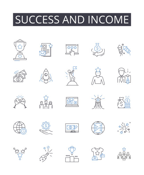 成功和收入线图标收集。丰富，收获，生育，生产力，增长，繁荣，丰富矢量和线性插图。鼓励、活力、繁荣的轮廓标志设置图片下载