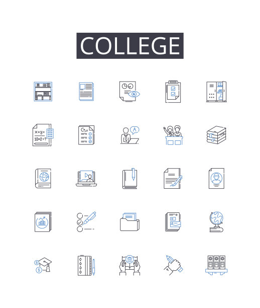 学院线图标收集。创新的，破坏性的，开拓的，开创性的，未来的，实验性的，渐进的矢量和线性插图。革命性，开拓性，创造性的轮廓标志设置图片下载