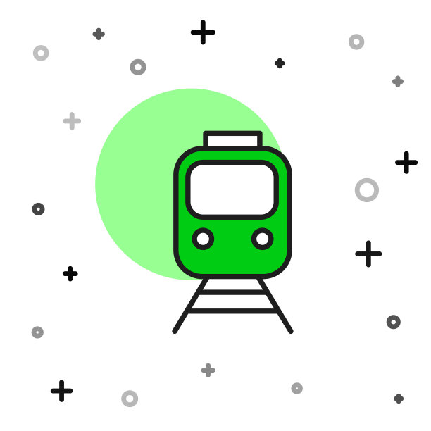 填充轮廓火车和铁路图标孤立的白色背景。公共交通标志。地铁列车运输。地铁地下。向量图片下载