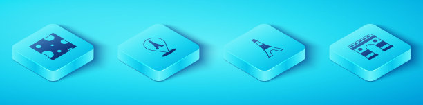 集等距奶酪，埃菲尔铁塔，凯旋门和图标。向量图片下载