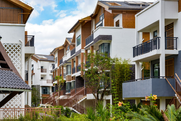 中国豪华房地产联排别墅的景观图片下载