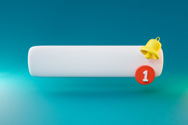 浮动聊天符号的手机应用程序在彩色无限的背景;提醒钟图标符号;三维演示图片下载